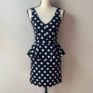H&M Divided Black Polka dot Backless Peplum Dress